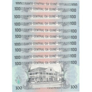 Guinea-Bissau, 100 Pesos, 1990, UNC, p11, (Total 10 consecutive banknotes)