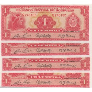 Honduras, 1 Lempira, 1951, UNC, p45, (Total 4 consecutive banknotes)