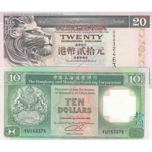 Hong Kong, 10 Dollars and 20 Dollars, 1990/2002, UNC, p191c, p201d, (Total 2 banknotes)