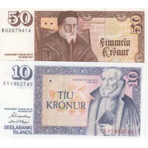 Iceland, 10 Kronur and 50 Kronur, 1981, UNC, p48, p49, (Total 2 banknotes)
