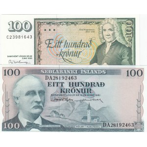 Iceland, 100 Kronur (2), 1961/1981, UNC, p44, p50, (Total 2 banknotes)