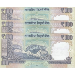India, 100 Rupees, 2014, UNC, p105, REPLACEMENT,  (Total 3 consecutive banknotes)