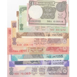 İndia, 1 Rupee, 5 Rupees, 10 Rupees (2), 20 Rupees, 50 Rupees (2), 100 Rupees, 2010/2018, UNC, (Total 8 banknotes)