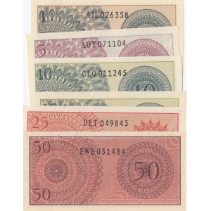 Indonesia, 1 Sen, 5 Sen, 10 Sen (2), 25 Sen and 50 Sen, 1964, UNC, p90 …p94a, (Total 6 banknotes)