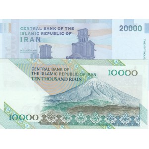 Iran, 10.000 Rials ve 20.000 Rials, 1992/2004, UNC, p146, p147, (Total 2 banknotes)