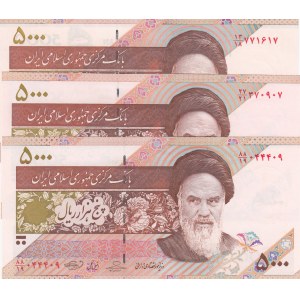 Iran, 5.000 Rials, 2009, UNC, p150, (Total 3 banknotes)