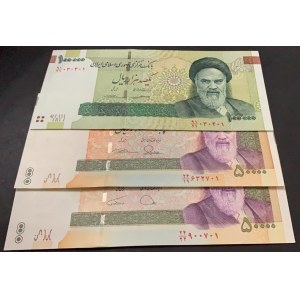 Iran, 50.000 Rial (2) and 100.000 Rial, 2010/2015, UNC, p149, p151, p155, (Total 3 banknotes)