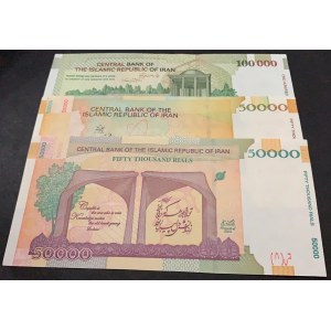 Iran, 50.000 Rial (2) and 100.000 Rial, 2010/2015, UNC, p149, p151, p155, (Total 3 banknotes)