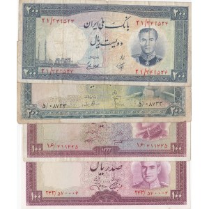 Iran, 100 Rial (2) and 200 Rial (2), 1951/1973, FINE / UNC, (Total 4 banknotes)