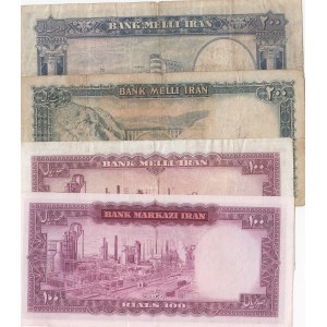 Iran, 100 Rial (2) and 200 Rial (2), 1951/1973, FINE / UNC, (Total 4 banknotes)
