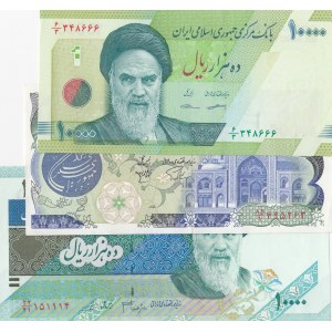 Iran, 200 Rials ve 10.000 Rials (2), 1981/1992, UNC, (Total 3 banknotes)
