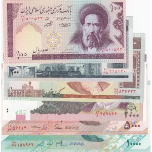 Iran, 100 Rials, 200 Rials, 1.000 Rials, 2.000 Rials, 5.000 Rials and 10.000 Rials, 1985/1992, UNC, p140 … p146, (Total 6 banknotes)