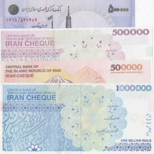 Iran, 200.000 Rials, 500.000 Rials (2) and 1.000.000 Rials, UNC, (Total 4 banknotes)