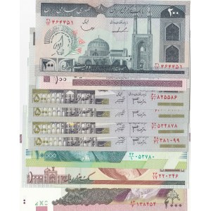 Iran, 100 Riyals, 200 Riyals, 500 Riyals (4 pcs), 1000 Riyals, 2000 Riyals, 10000 Riyals, 1982-2017, UNC, p140a, p136b, p137Ad, p143g, p144d, p159 (Total 9 Banknotes)