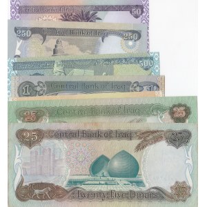 Iraq, 1 Dinar, 25 Dinar (2), 50 Dinar, 250 Dinar, 500 Dinar and 1.000 Dinar, XF/UNC, (Total 7 banknotes