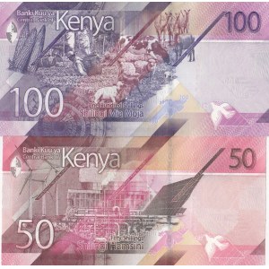 Kenya, 50 Shillings and 100 Shillings, 2019, UNC, pNew, (Total 2 banknotes)