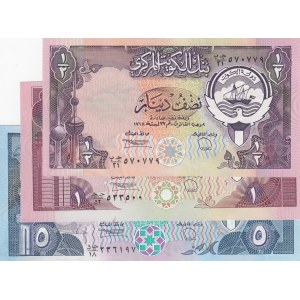 Kuwait, 1/2 Dinar, 1 Dinar and 5 Dinars, AUNC/ UNC, p12c, p13c, p14c, (Total 3 banknotes)