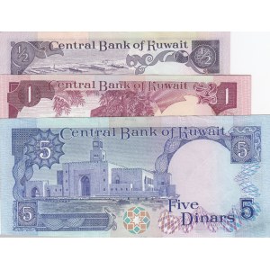 Kuwait, 1/2 Dinar, 1 Dinar and 5 Dinars, AUNC/ UNC, p12c, p13c, p14c, (Total 3 banknotes)
