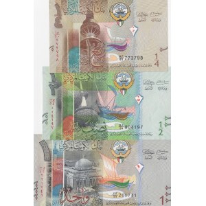 Kuwait, 1/4 Dinar, 1/2 Dinar and 1 Dinar, 2014, UNC, p29, p30, p31, (Total 3 banknotes)