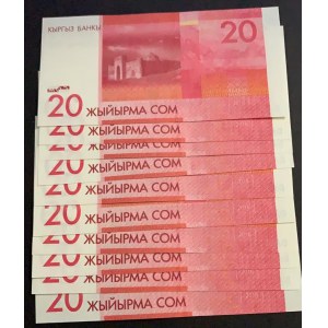Kyrgyzstan, 20 Som, 2016, UNC, p24, (Total 10 banknotes)