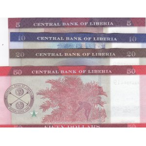Liberia, 5 Dollars, 10 Dollars, 20 Dollars and 50 Dollars, 2016, UNC, (Total 4 banknotes)