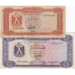 Libya, 1/4 Dinar and 1/2 Dinar, 1972, VF, p33b, p34b, (Total 2 banknotes)
