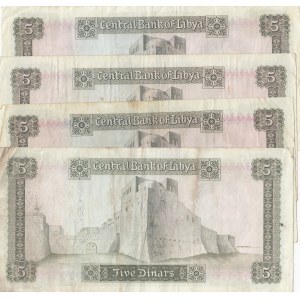 Libya, 5 Dinars, 1971, VF/ XF, p36a, (Total 4 banknotes)