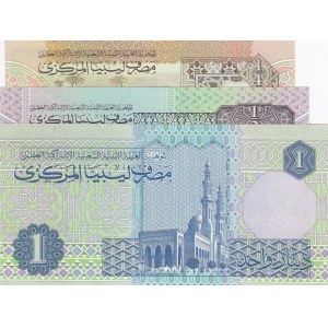 Libya, 1/2 Dinar, 1/2 Dinar and 1 Dinar, 1991/1993, UNC, p57b, p58b, p59a, (Total 3 banknotes)