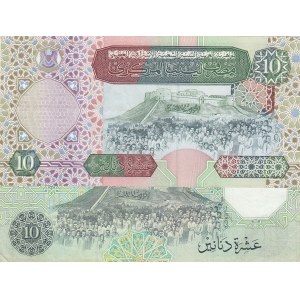Libya, 10 Dinars (2), 1991/2002, XF, p61, p66, (Total 2 banknotes)