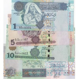 Libya, 1 Dinar, 5 Dinar, 10 Dinar and 20 Dinar, 2002/2004, UNC, p67, p68, p69, p70, (Total 4 banknotes)