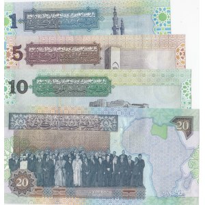 Libya, 1 Dinar, 5 Dinar, 10 Dinar and 20 Dinar, 2002/2004, UNC, p67, p68, p69, p70, (Total 4 banknotes)