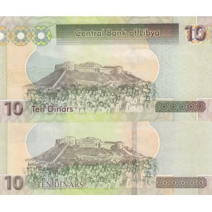 Libya, 10 Dinars (2), 2009/2012, AUNC / UNC, p73, p78, (Total 2 banknotes)