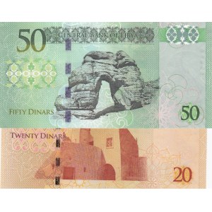 Libya, 20 Dinars and 50 Dinars, 2013/2015, UNC, p79, p80, (Total 2 banknotes)