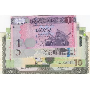 Libya, 1 Dinar, 5 Dinars (2) and 10 Dinars, 1971/2016, UNC, (Total 4 banknotes)