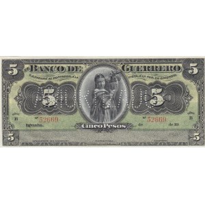 Mexico, 5 Pesos, 1906-1914, UNC, pS298, SPECIMEN