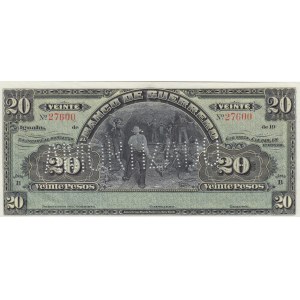 Mexico, 20 Pesos, 1906-1914, UNC, pS300, SPECIMEN