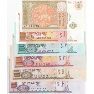 Mongalia, 1 Tugrik, 3 Tugrik, 5 Tugrik, 10 Tugrik, 25 Tugrik, 50 Tugrik and 100 Tugrik, 2000/2007, UNC, p61A, p61B, p62, p63, p64, p65, (Total 6 banknotes)