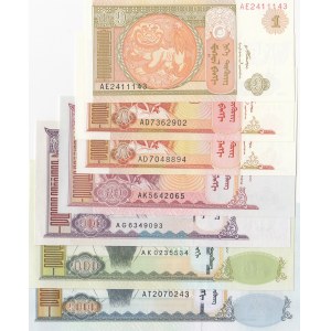 Mongolia, 1 Terper, 5 Terper (2), 20 Terper, 100 Terper, 500 Terper, 1000 Terper, 2007/2014, UNC, (Total 7 banknotes)