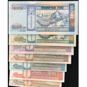 Mongolia, 1 Tugrik, 5 Tugrik, 10 Tugrik, 50 Tugrik, 100 Tugrik, 500 Tugrik and 1000 Tugrik, 2000/2013, UNC, (Total 7 banknotes)