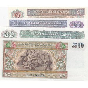 Myanmar, 5 Kyat, 10 Kyat, 20 Kyat and 50 Kyat, 1994/1996, UNC, p70, p71, p72, p73, (Total 4 banknotes)