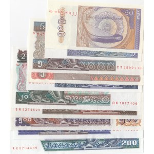 Myanmar, 50 Pays, 1 Kyat (2), 5 Kyats, 10 Kyats, 20 Kyats, 50 Kyats, 100 Kyats, 200 Kyats and 500 Kyats, UNC, (Total 10 banknotes)