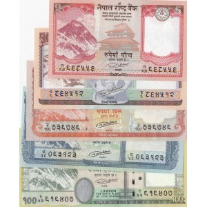 Nepal, 5 Rupees, 10 Rupees, 20 Rupees, 50 Rupees and 100 Rupees, 201/2017, UNC, (Total 5 banknotes)