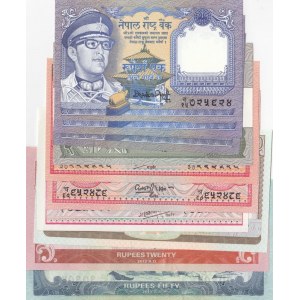 Nepal, 1 Re (3), 2 Rupees, 5 Rupees (3), 10 Rupees, 20 Rupees and 50 Rupees, UNC, (Total 10 banknotes)