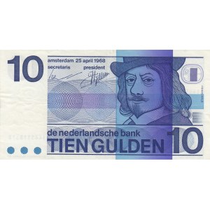 Netherlands, 10 Gulden, 1968, VF, p91b