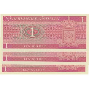 Netherlands Antilles, 1 Gulden, 1970, UNC, p20, (Total 3 consecutive banknotes)