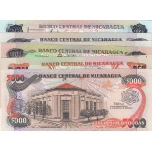 Nicaragua, 5000 Cordobas, 20000 Cordobas, 100000 Cordobas, 200000 Cordobas and 500000 Cordobas (2), UNC, (Total 6 banknotes)