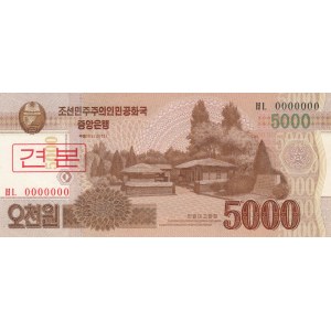 North Korea, 5.000 Won, 2013, UNC, p67, SPECIMEN