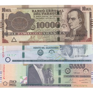 Paraguay, 10.000 Guaranies, 20.000 Guaranies and 50.000 Guaranies, 20011, UNC, p224e, p230c, p232c, (Total 3 banknotes)