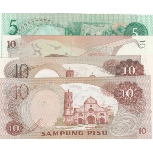 Philippines, 5 Piso and 10 Piso (3), 1969/1998, UNC, p153a, p154, p161, p187c, (Total 4 banknotes)