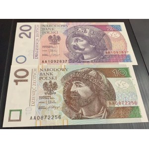 Poland, 10 zlotych and 20 Zlotych, 2012, UNC, p183, p184, (Total 2 banknotes)